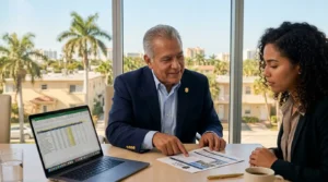 Real estate investing coaching session between a Florida coach and a first-time property investor
