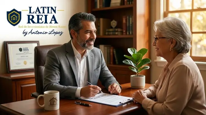 Asesor de bienes raíces en español conversando con un cliente en Florida