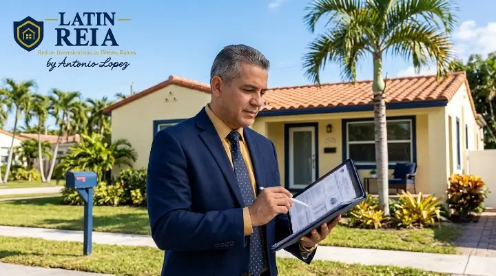 Inversionista analizando una propiedad para inversión en bienes raíces en Miami